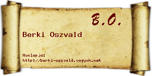 Berki Oszvald névjegykártya